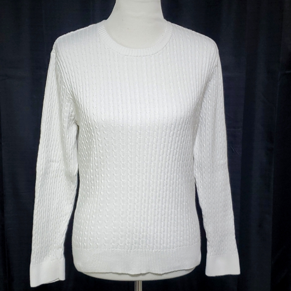 Textured crew neck cotton sweater